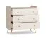 Babyzimmer Kommode | drei Schubladen | Farbe: Beige | Kinderzimmer | Griffe & Beine: Gold | Soft-Close | Maße: 90 x 50 x 90 cm | runde Griffe