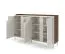 Kommode | Farbe: Kaschmir / Alba-Walnuss | 4 Drehtüren | 6 Fächer | 183 x 42 x 110 cm | Push-to-open Funktion | Beine: Metall | Sideboard