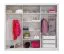 250 cm breiter Kleiderschrank mit 2 Türen, 9 Fächern und 2 Schubladen | Farbe: Weiß | Tiefe: 60 cm Abbildung