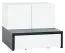 Jugendzimmer - Kommode Marincho 03, 2-teilig, Farbe: Weiß / Schwarz - Abmessungen: 89 x 107 x 95 cm (H x B x T)