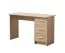 Praktischer Schreibtisch Powar 01, Farbe: Eiche Sonoma, drei Schubladen, ABS-Kanten, Griffe: Grau, Maße: 74,5 x 121 x 50 cm, schlichtes Design