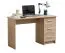 Praktischer Schreibtisch Powar 01, Farbe: Eiche Sonoma, drei Schubladen, ABS-Kanten, Griffe: Grau, Maße: 74,5 x 121 x 50 cm, schlichtes Design