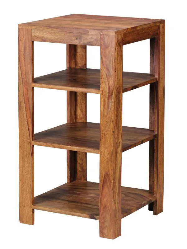 Kleines Regal aus Sheesham Massivholz, Farbe: Sheesham - Abmessungen: 80 x 44 x 44 cm (H x B x T), mit 3 Fächern