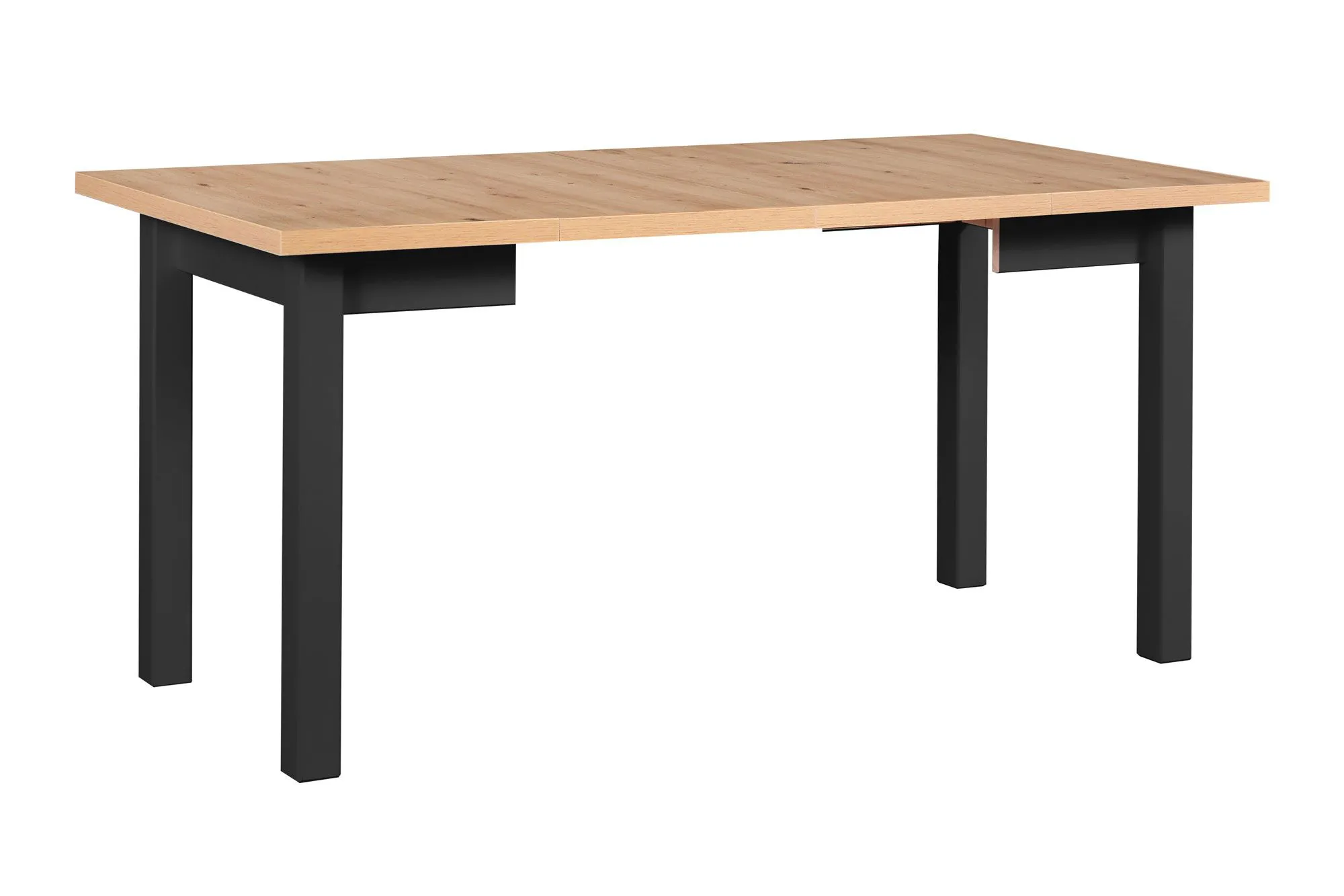 Esstisch LELDE in Schwarz/Eiche, ausziehbar, platzsparend, Abmessung 80 x 80/160 cm (B x T), leicht kombinierbar, Tischplattenhöhe 32 mm, Laminatplatte