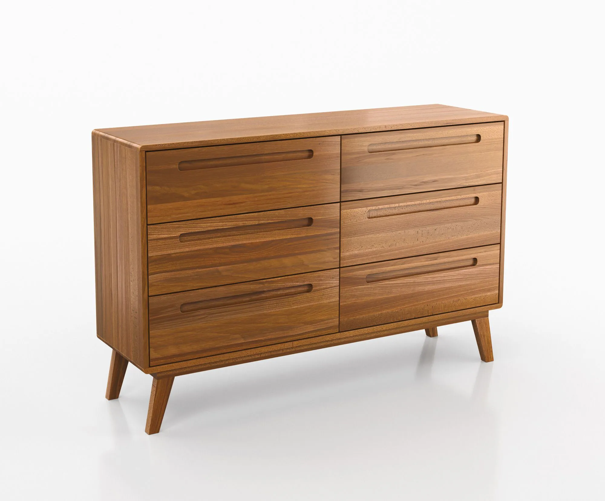 Kommode mit sechs Schubladen Engordany 02 | Buche Vollholz massiv | lackiert | Farbe: Eiche Rustikal | Maße: 90 x 140 x 39 cm | Soft-Close-Funktion