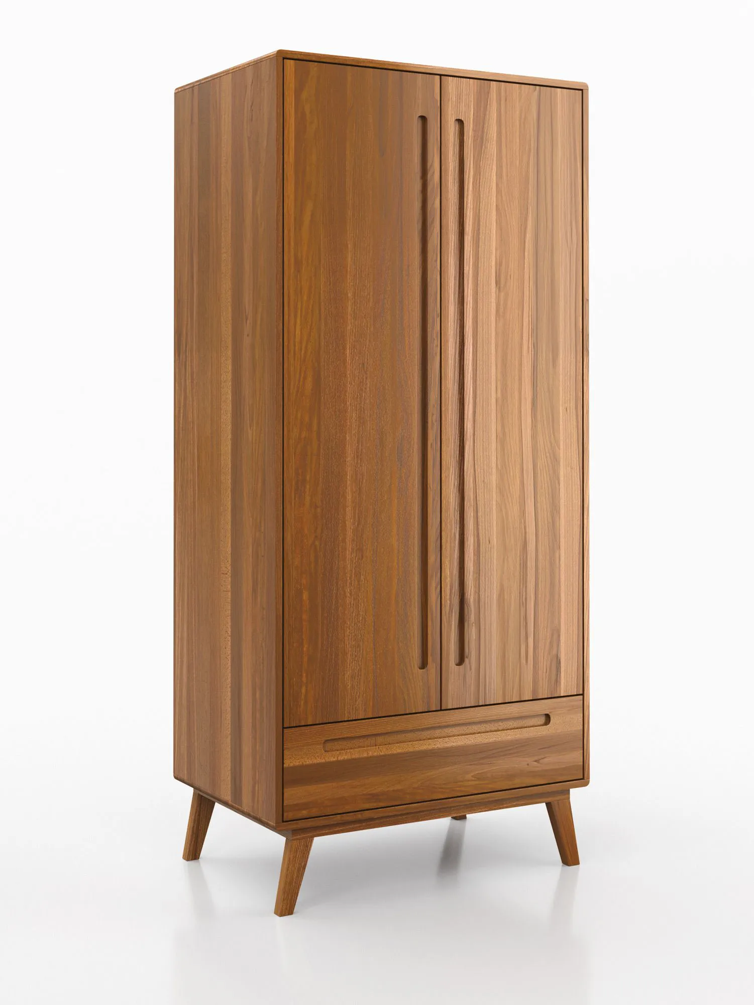 Kleiderschrank mit einer Schublade Engordany 05 | Buche Vollholz massiv | lackiert | Drehtürenschrank | eine Kleiderstange | Farbe: Eiche Rustikal