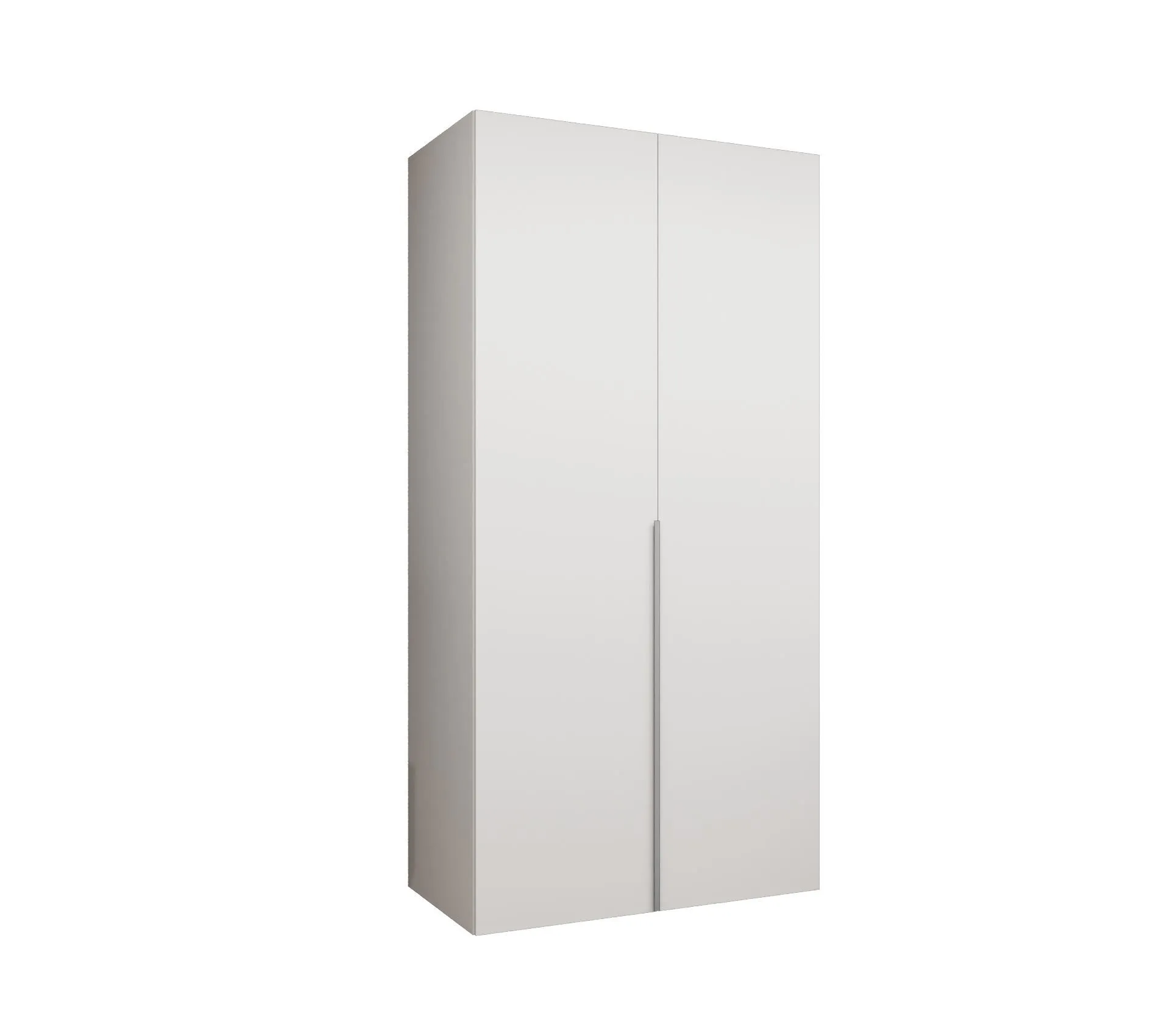 Kleiderschrank 1 Meter breit Eiger 04, Farbe: Weiß, Soft-Close-Funktion, Drehtürenschrank, Griffe: Kaschmir, ein Fach, eine Kleiderstange, für