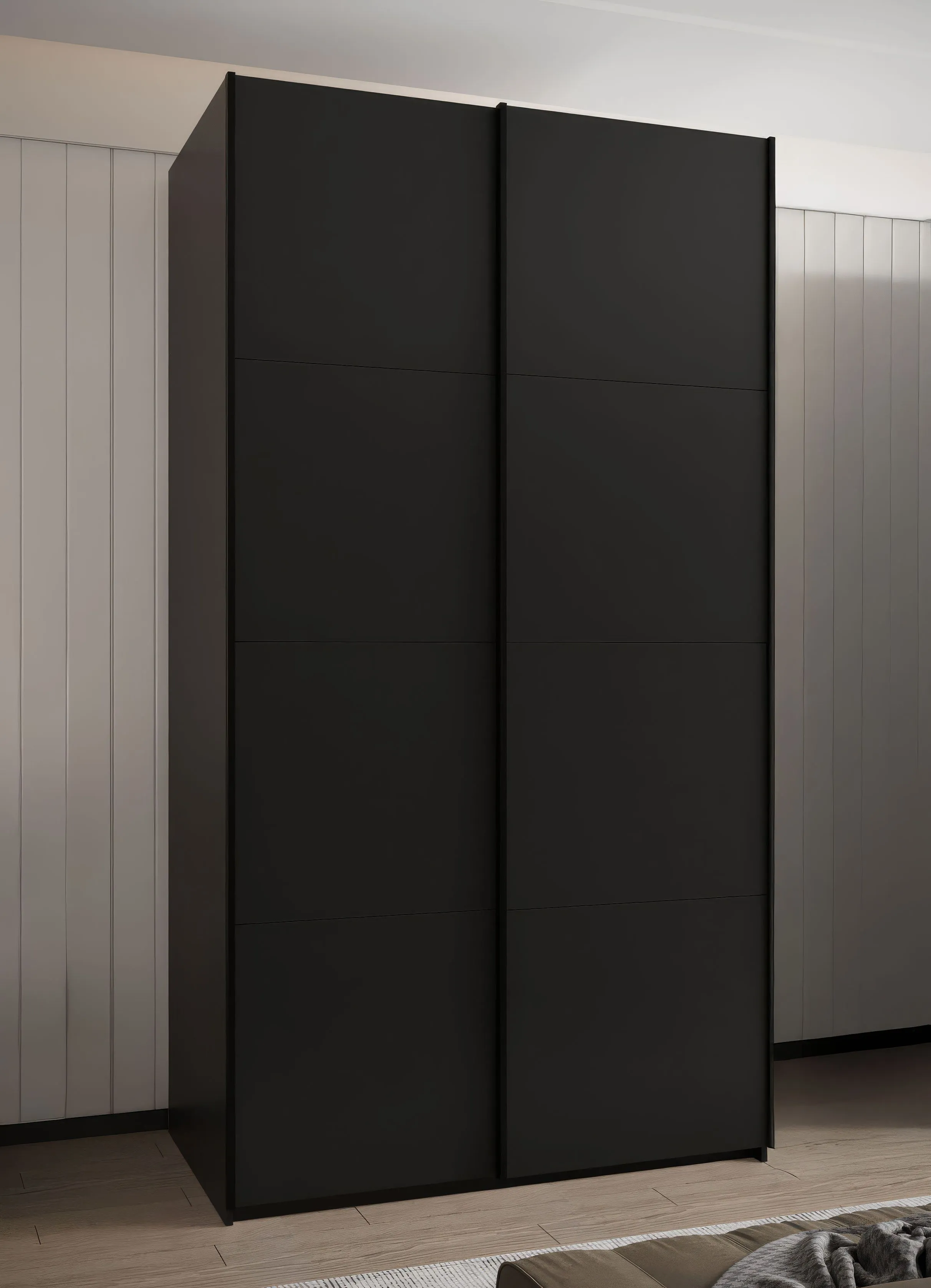 Kleiderschrank / Schiebetürenschrank | 245,5 x 140 x 64 cm | 2 Kleiderstangen | 2 Schiebetüren | Soft-Close | 6 Fächer | 6 Einlegeböden