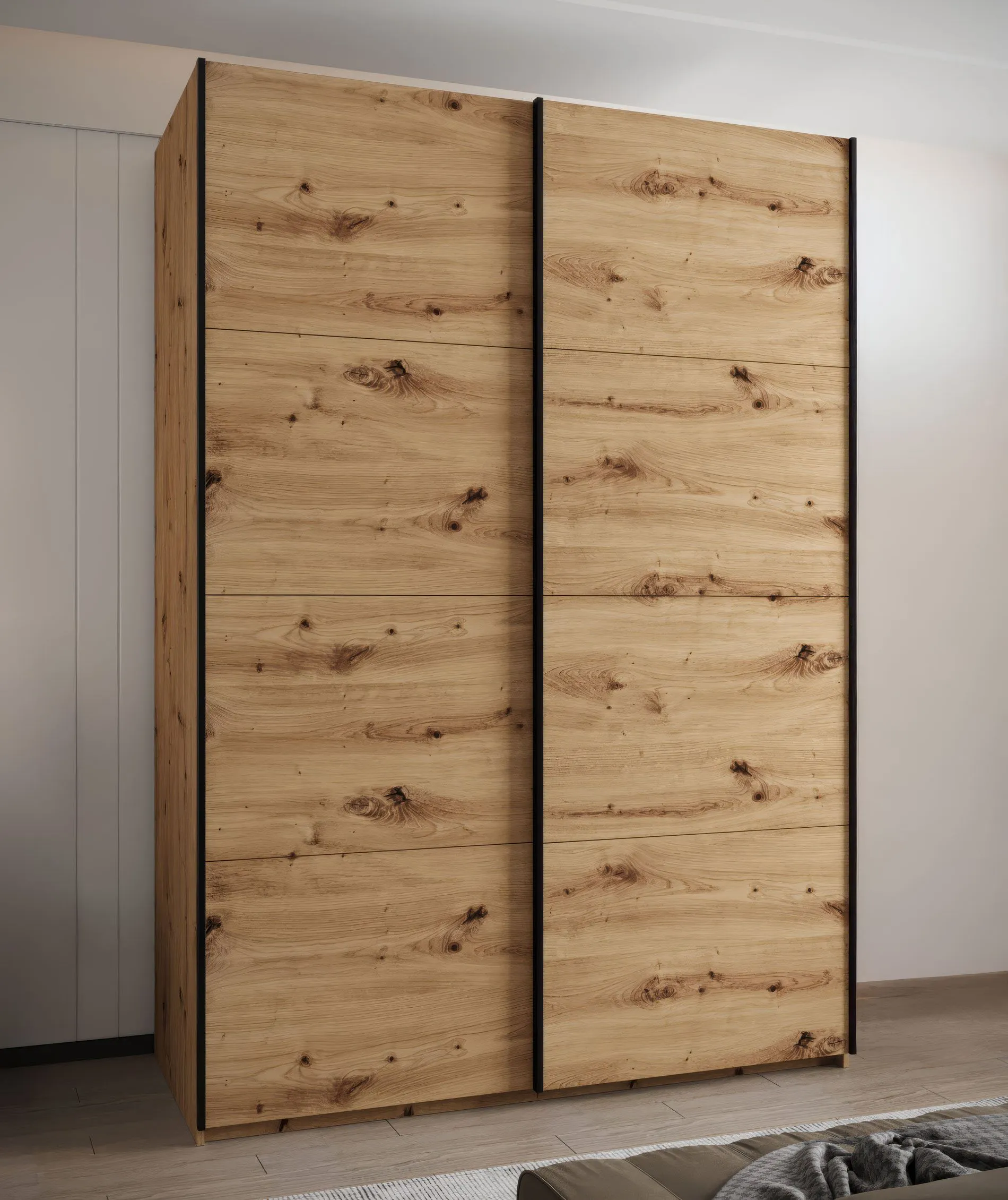 Kleiderschrank / Schiebetürenschrank |245,5 x 170 x 64 cm | 2 Kleiderstangen | 2 Schiebetüren | 11 Fächer | 10 Einlegeböden