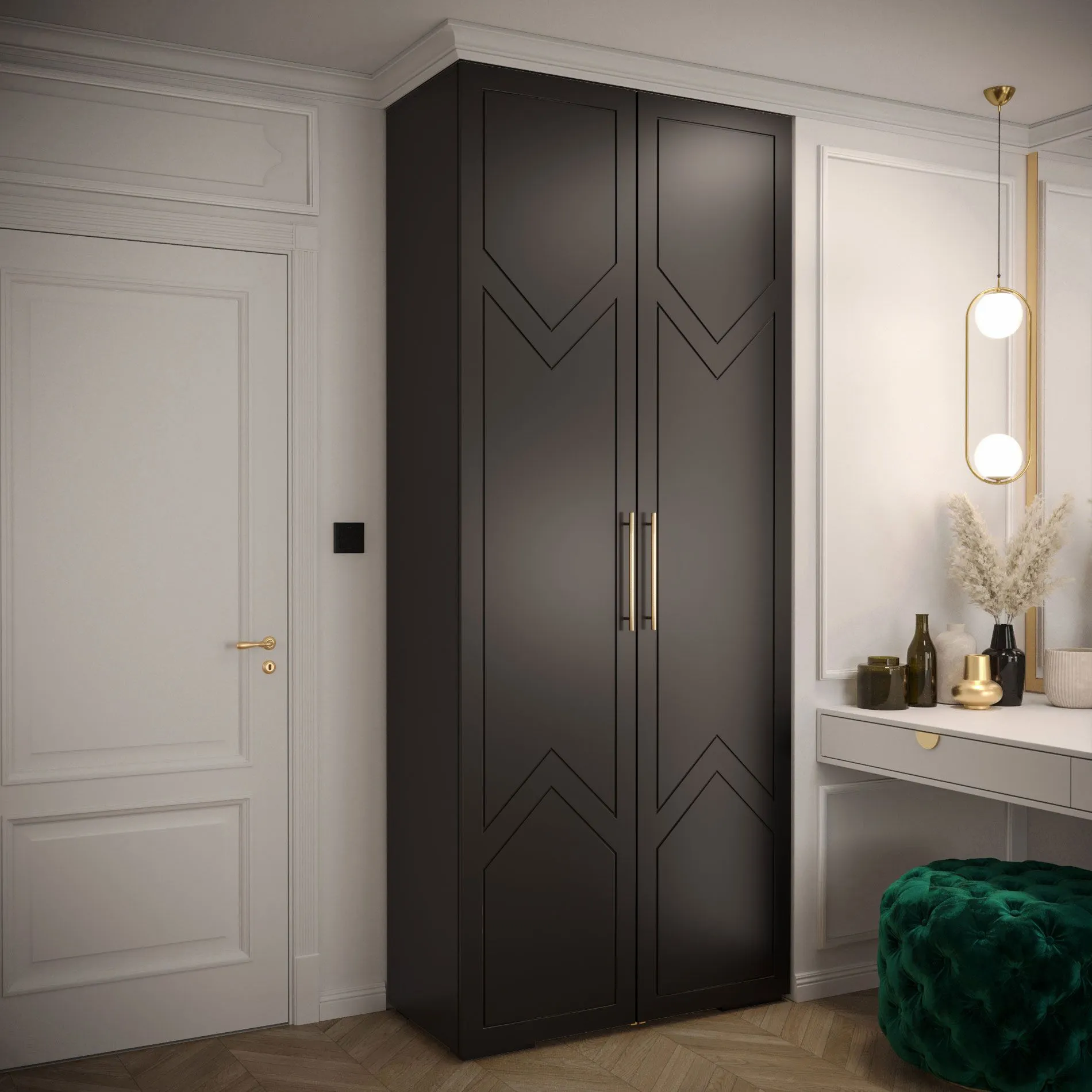 Kleiderschrank im stylischen Design Beskiden 20, Farbe: Schwarz