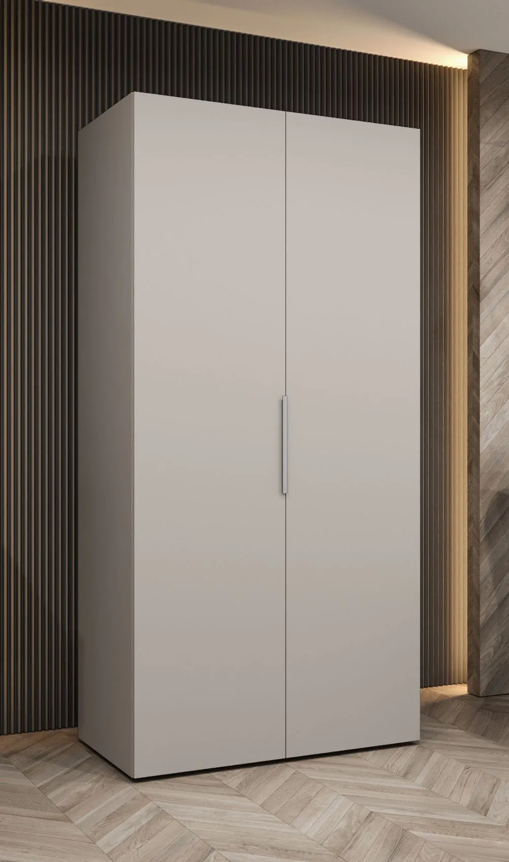 Drehtürenschrank mit 1 Meter breite Korab 10, Farbe: Kaschmir, zwei Türen, Soft-Close-Funktion, ein Fach, Griffe: Kaschmir, eine Kleiderstange,