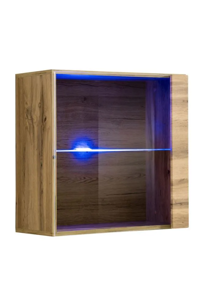 Hängevitrine mit LED-Beleuchtung Fardalen 24, Farbe: Eiche Wotan