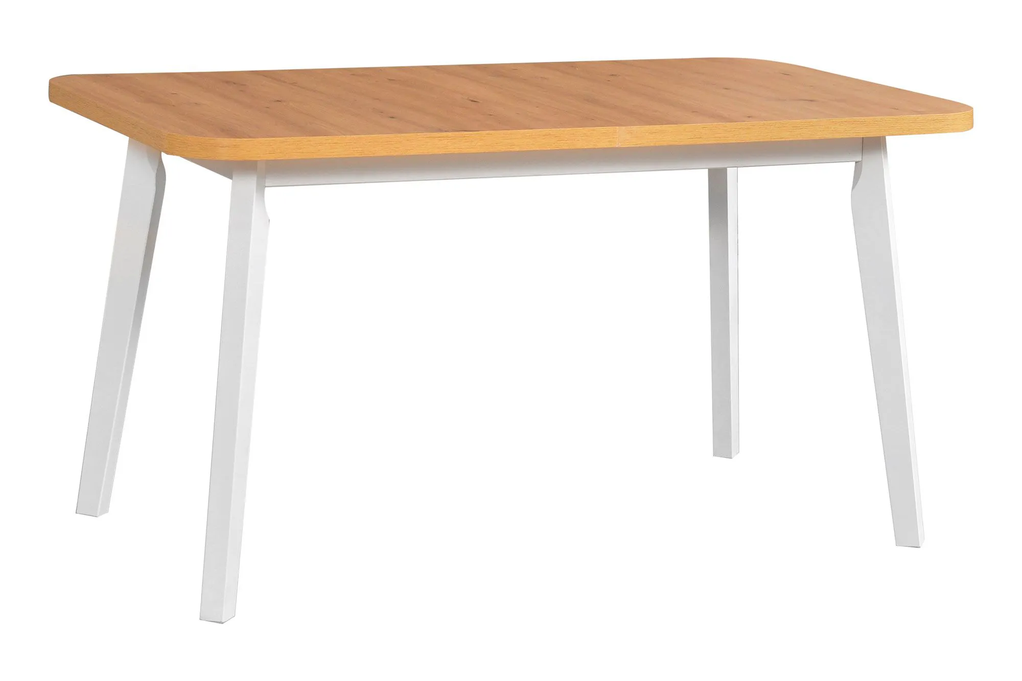 Großer Esszimmertisch DUJA in Weiß/Eiche, ausziehbar, Abmessung 80 x 140/180 (B x T), Tischplattenhöhe von 32 mm, Tischplatte laminiert, stabile