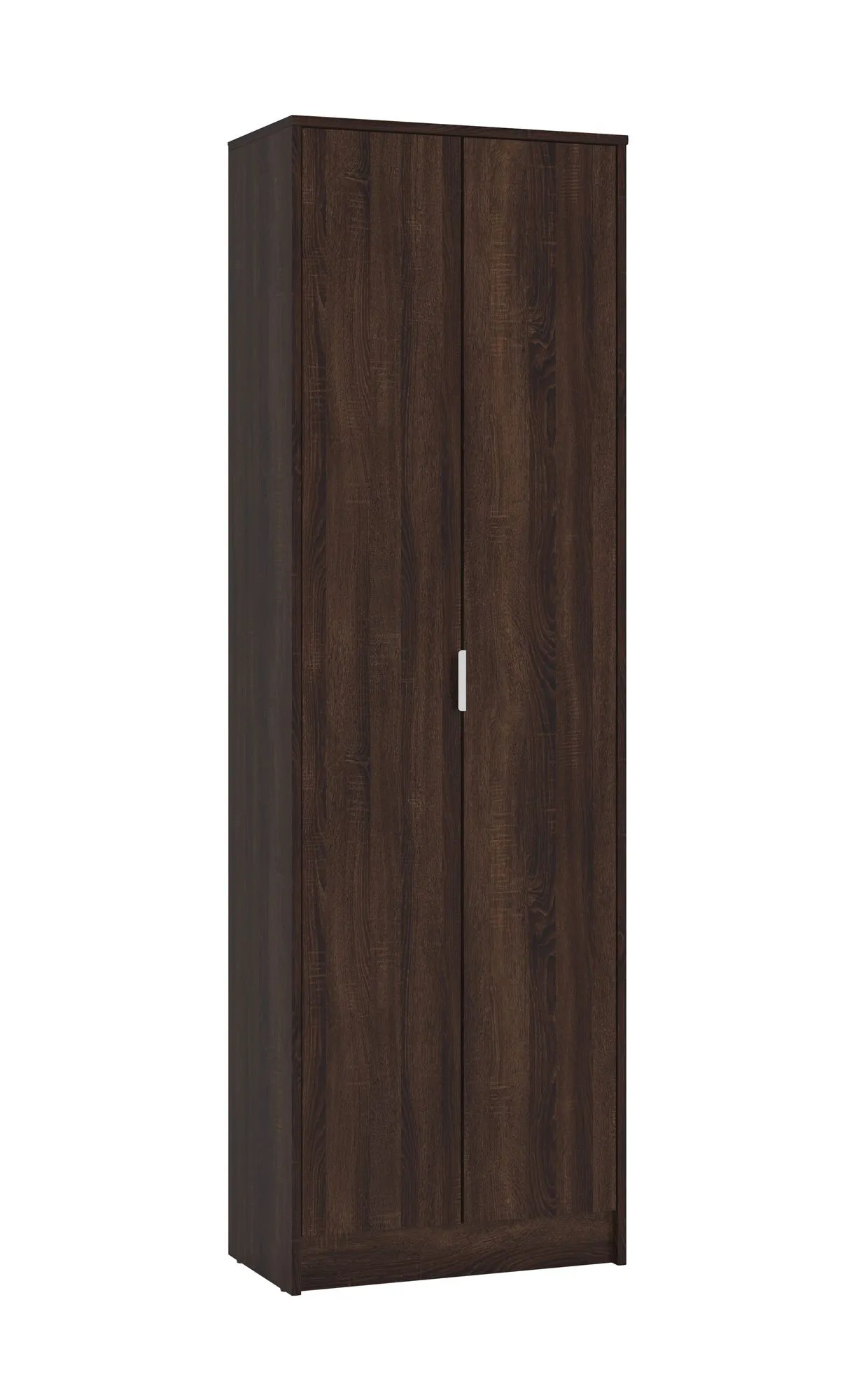 Hoher Schuhschrank mit sieben Fächer Smeda 02, Farbe: Eiche Sonoma Dunkel, zwei Türen, für den Vorraum, Maße: 191,5 x 60 x 33 cm, ABS-Kanten