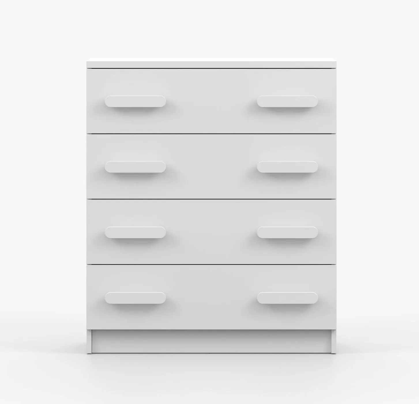 80 cm breite Kommode | Weiß | Smolikas 25 | 4 geräumige Schubladen | 90 x 80 x 40 cm | weiße Holzgriffe | Kinder