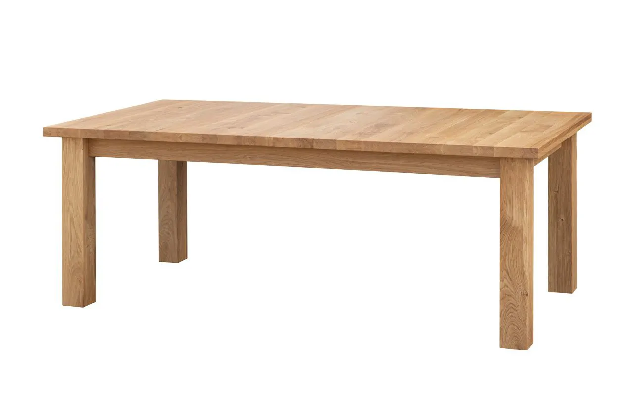 Stabiler Tisch aus massiven Eichenholz Colmont 03, vier Standbeine, ausziehbar bis 250 cm, Maße: 75 x 160 x 90 cm, geölte Oberfläche, Tischplatte 4 cm dick