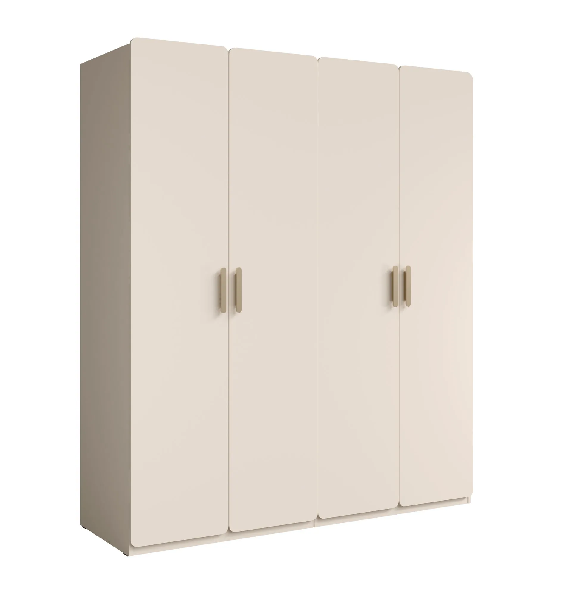 Drehtürenschrank / Kleiderschrank mit vier Türen Ioannina 01, Farbe: Beige, zwei Kleiderstangen, zwei Fächer, Maße: 210 x 179 x 60,5 cm, ABS-Kanten