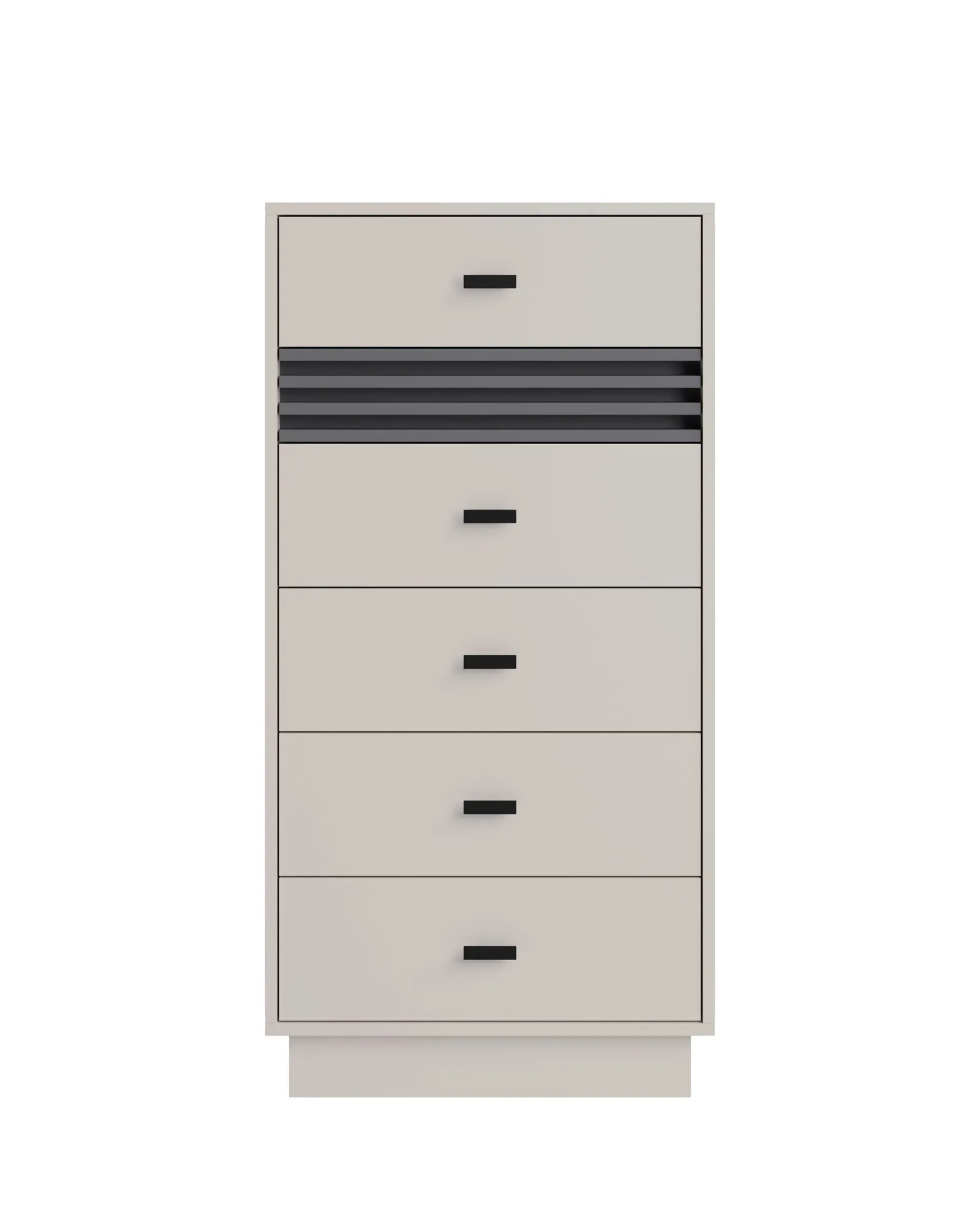 Schmale Kommode Niel 18, Farbe: Kaschmir, Maße: 120 x 60 x 40 cm, Highboard, mit sechs Schubladen, für Wohnzimmer