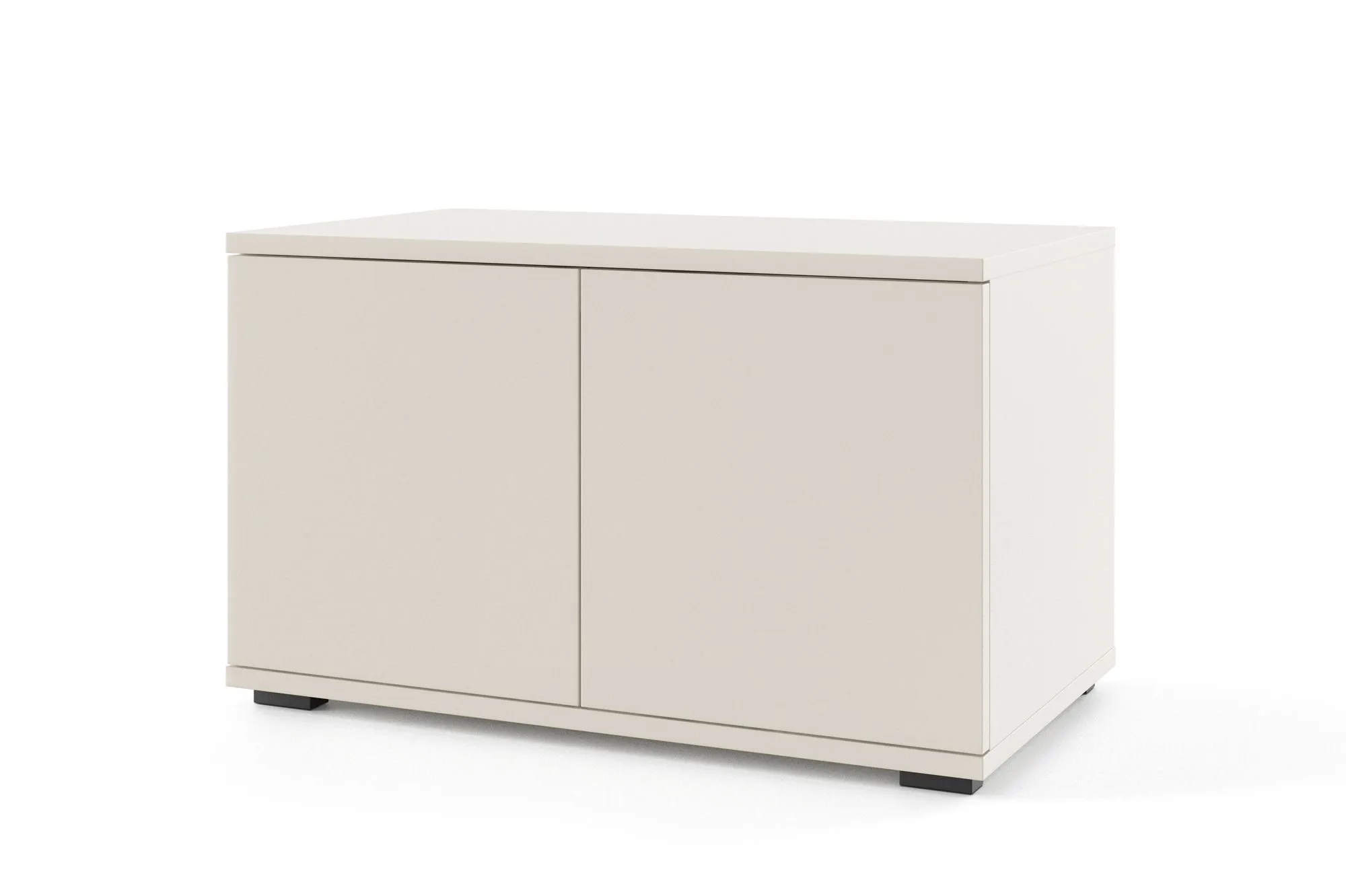 Schuhschrank mit zwei Drehtüren Boquilla 06, Farbe: Kaschmir, schlichtes Design, Push-to-open Funktion, vier Fächer, Maße: 42 x 70 x 40 cm, für den