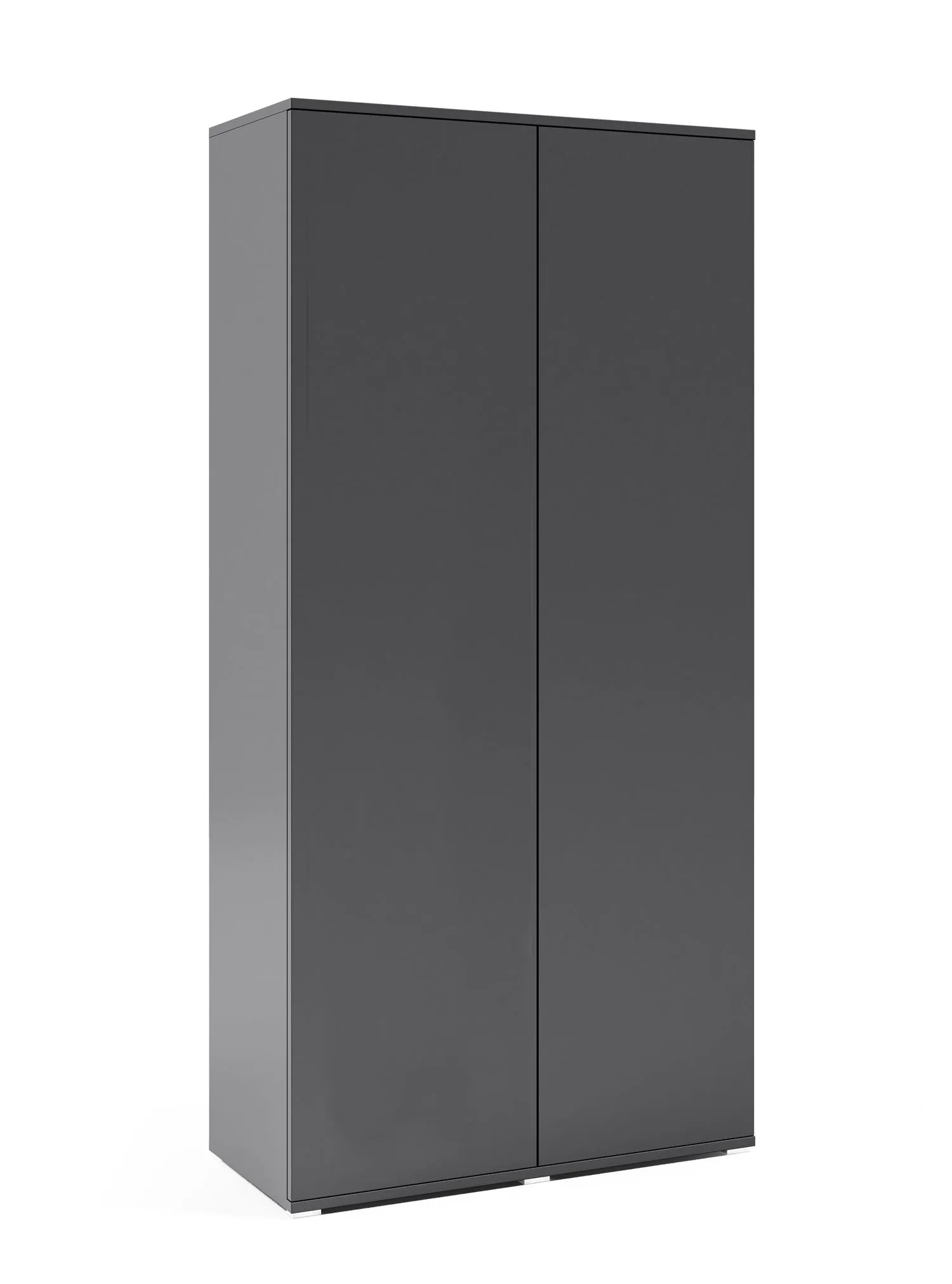 Einfacher Kleiderschrank mit zwei Fächer Zapopan 26, zwei ausziehbare Kleiderstangen, Farbe: Grafit, Maße: 185 x 90 x 40 cm, modernes Design