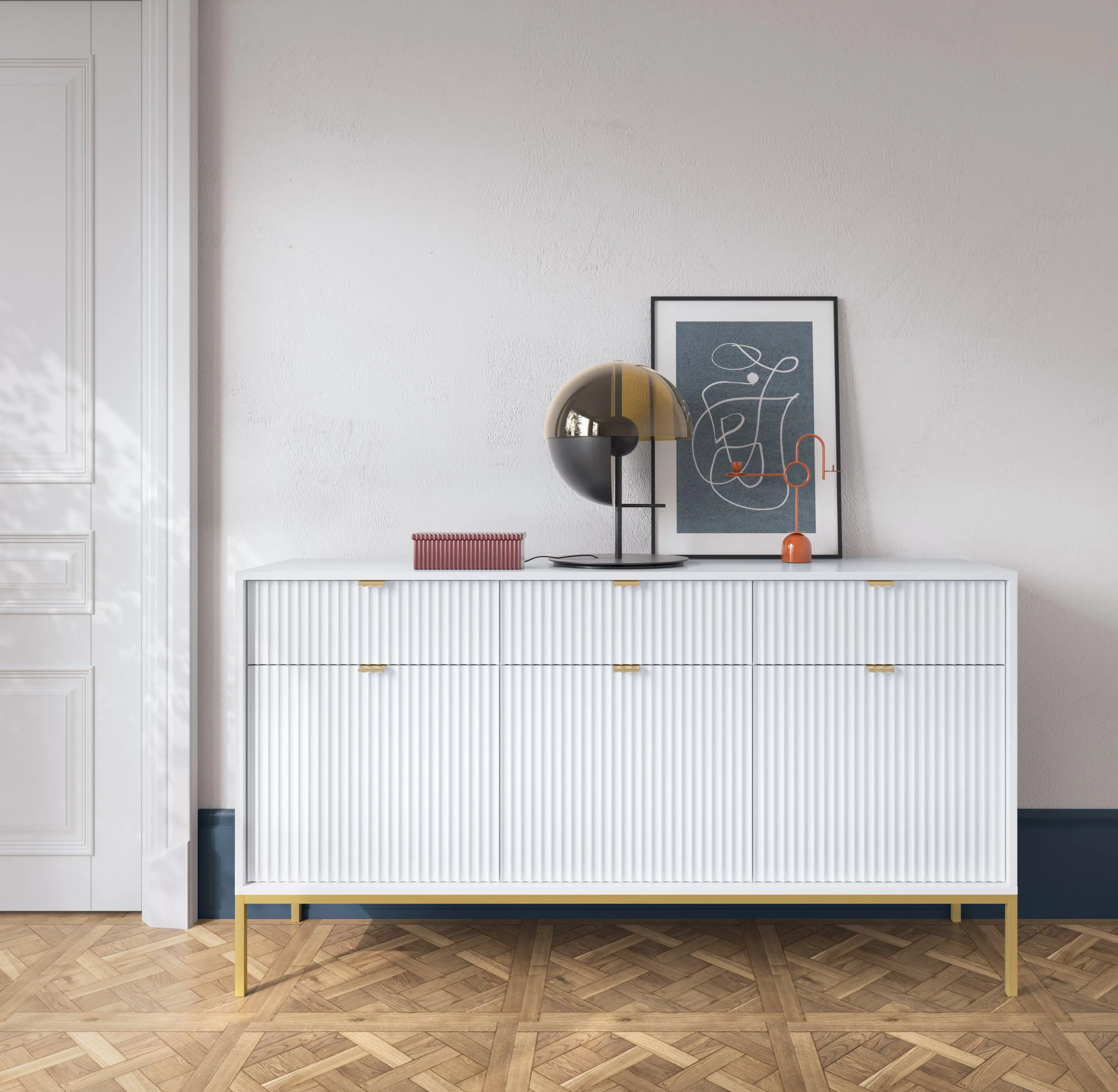 Kommode mit genügend Stauraum Worthing 25, Farbe: Weiß / Gold