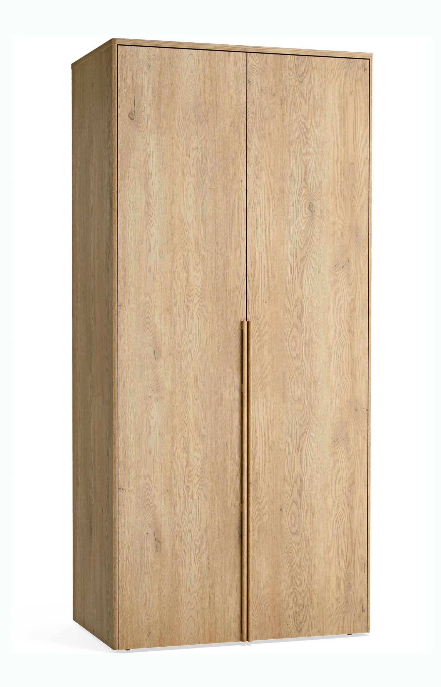 Kleiderschrank | 2 Türen | Soft-Close Funktion | integrierte LED-Beleuchtung | 2 Kleiderstangen | 7 Fächer | 103 x 60 x 223 cm