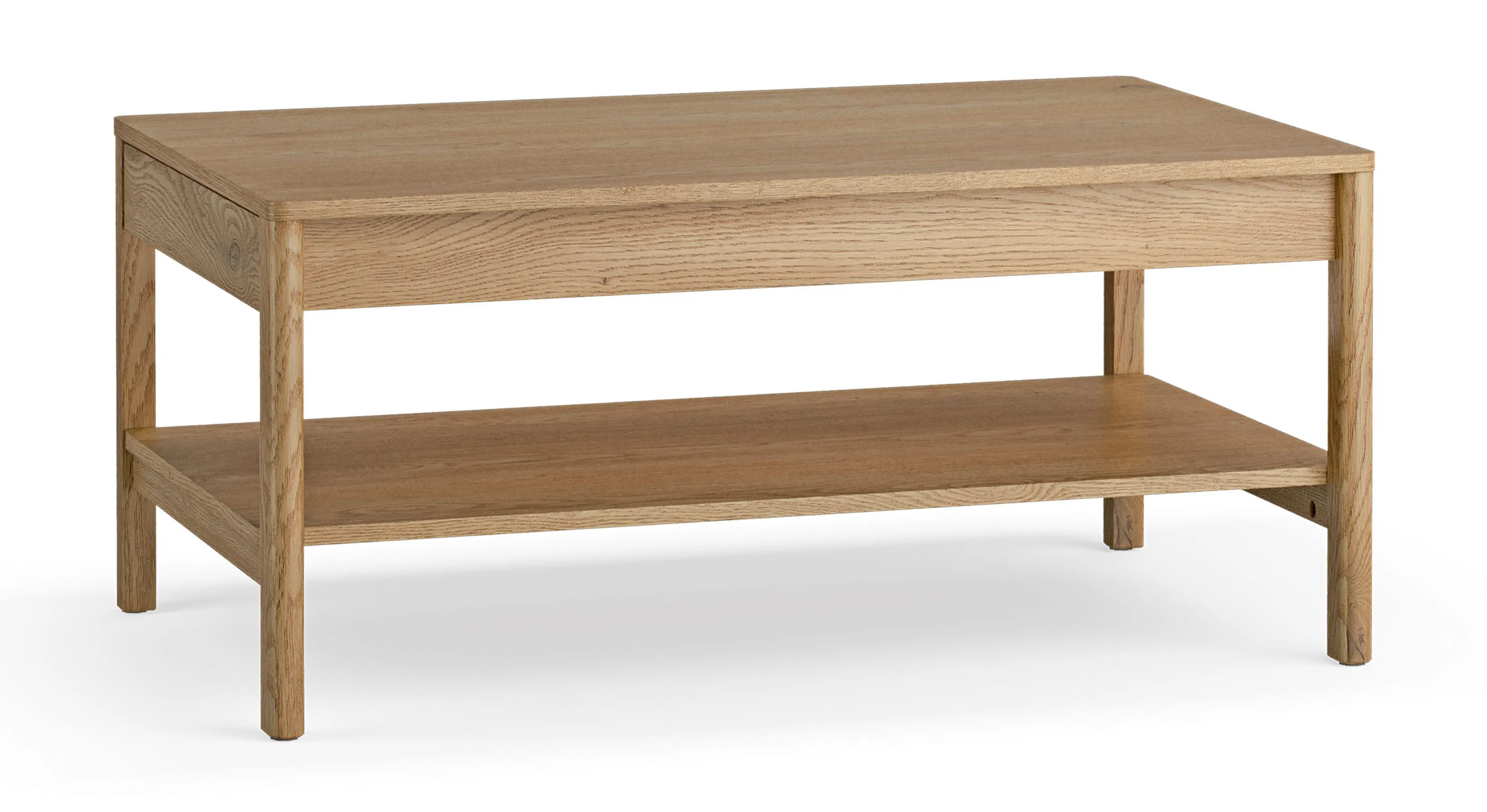 Couchtisch | Rechteckig | 1 geräumige Schublade | Farbe: Eiche | 100 x 60 x 45 cm | Soft-Close Funktion | abgerundete Kanten