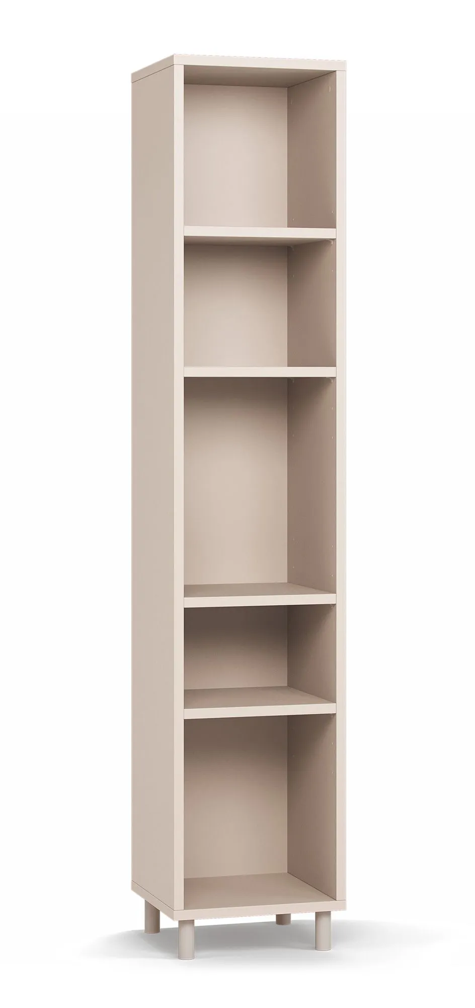 Bücherregal | schmal | Farbe: Beige | Maße: 39 x 38 x 194 cm | sehr stabiles Regal auch bei Belastung | 5 Fächer | Beine: Metall