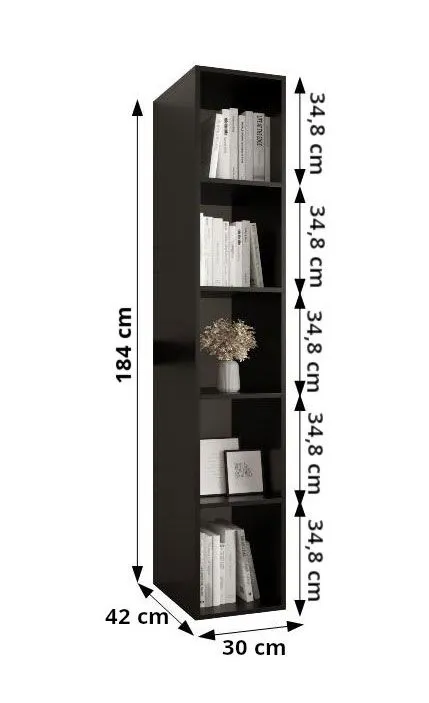Bücherregal mit genügend Stauraum Tödi 03, Farbe: Schwarz matt