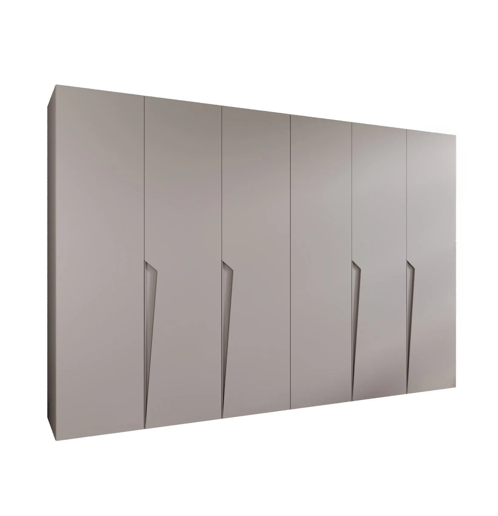 Drehtürenschrank / Kleiderschrank | Farbe: Kaschmir | 4 Fächer | 3 Meter breit | Griffe: Kaschmir | 4 Kleiderstangen | Soft-Close-Funktion