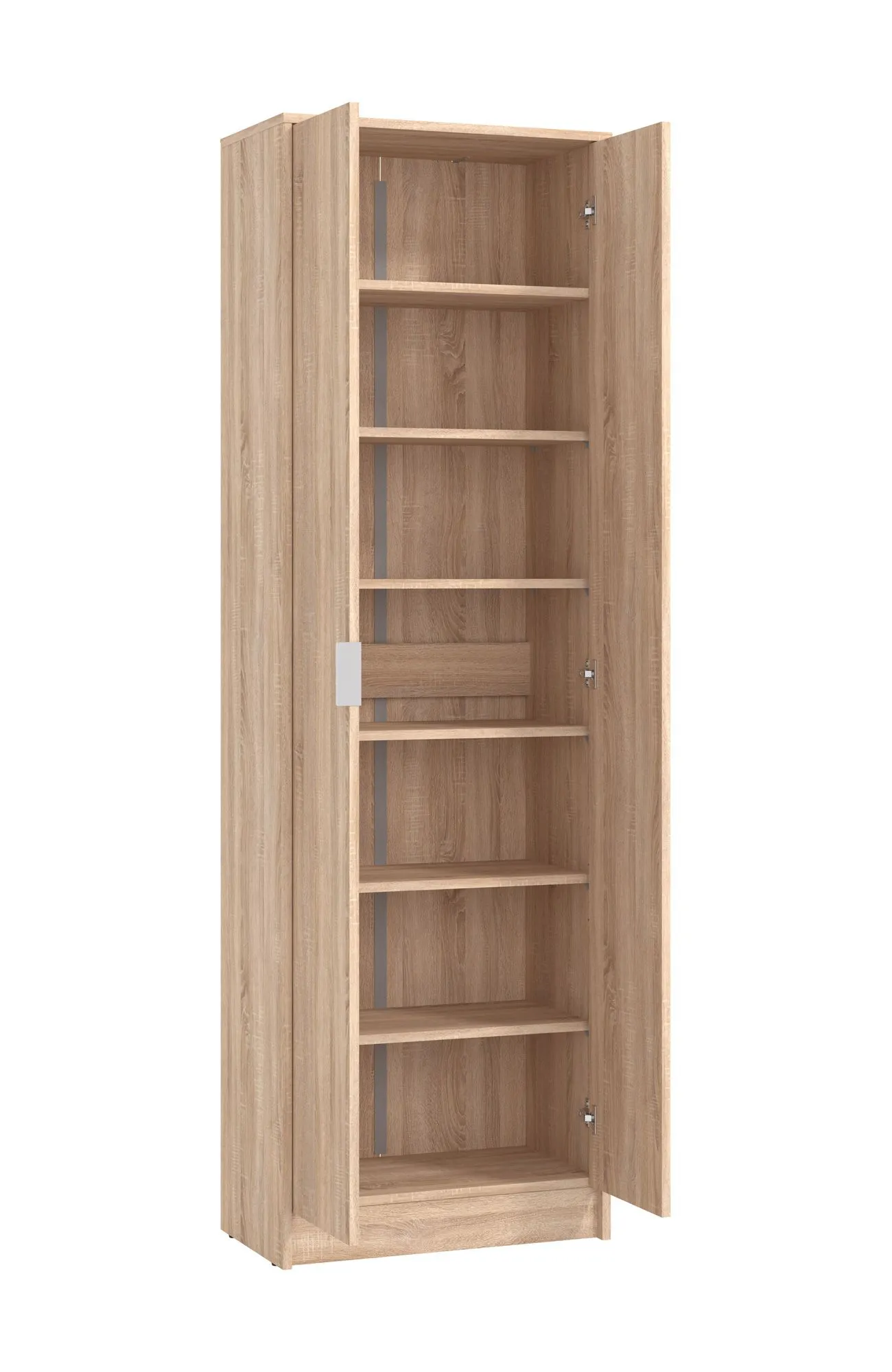 Schuhschrank mit viel Stauraum Smeda 01, Farbe: Eiche Sonoma, zwei Türen, hoher Schrank, sieben Fächer, ABS-Kanten, Maße: 191,5 x 60 x 33 cm, für Vorraum