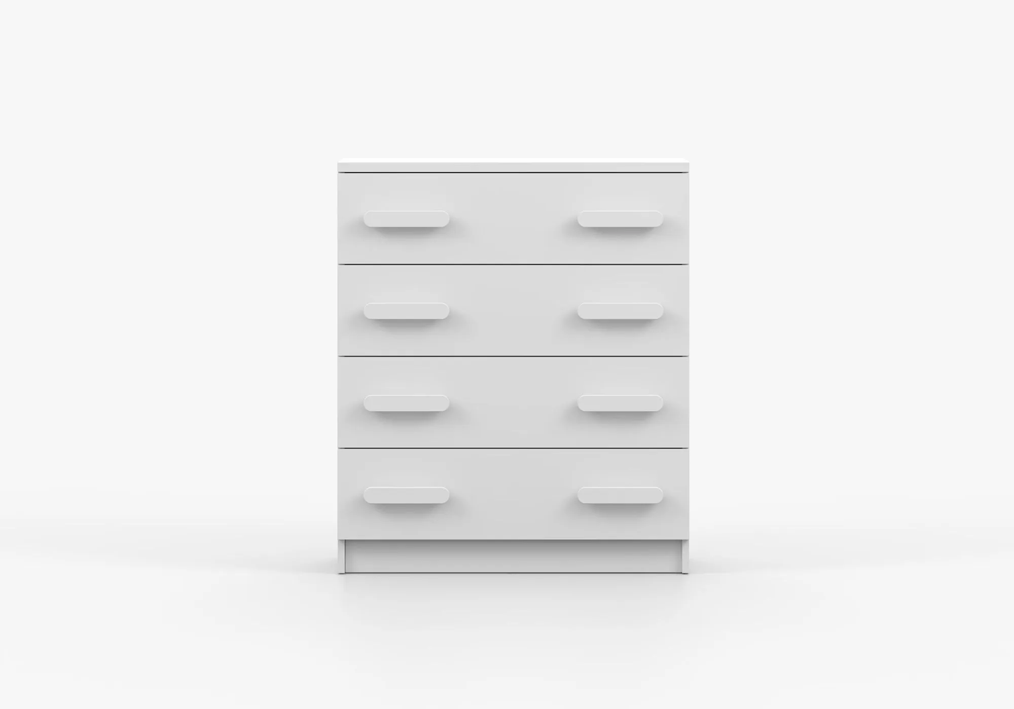 80 cm breite Kommode | Weiß | Smolikas 25 | 4 geräumige Schubladen | 90 x 80 x 40 cm | weiße Holzgriffe | Kinder