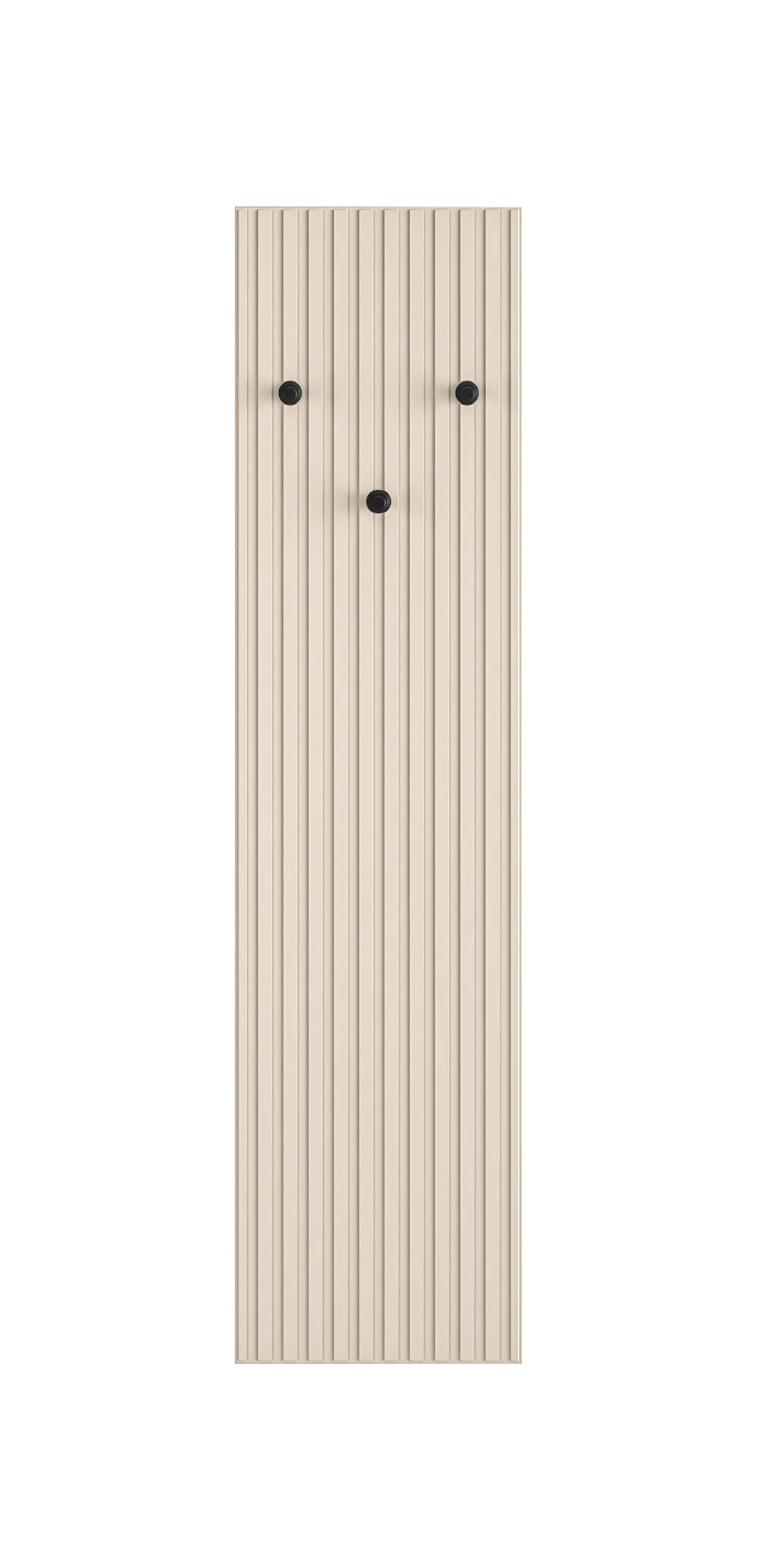 Schmale Garderobe mit Lamellen Design Petkula 17, Farbe: Beige hell, ABS-Kantenschutz, Haken: Schwarz, sehr stabil und robust, 3 Haken, für Vorraum