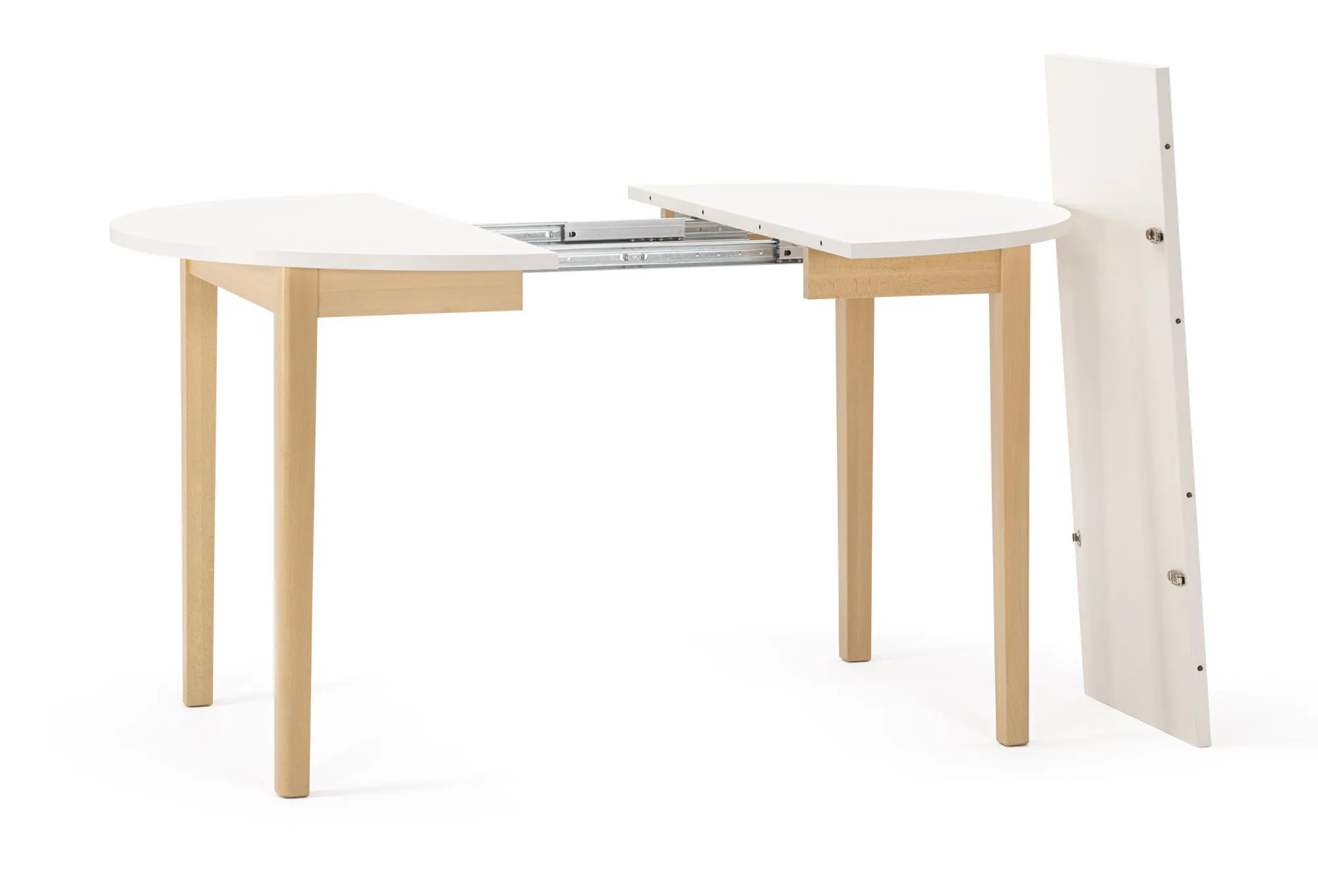 Esstisch ausziehbar | Farbe: Buche | Rund | ausziehbar bis 140 cm | Durchmesser: 100 cm | Holzrahmen