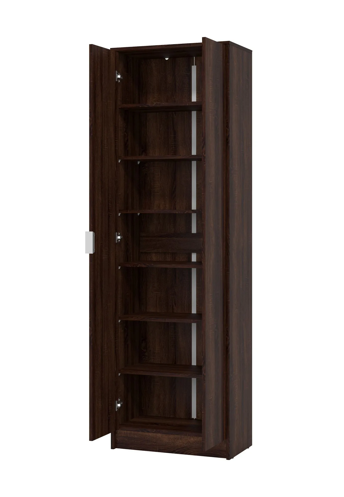 Hoher Schuhschrank mit sieben Fächer Smeda 02, Farbe: Eiche Sonoma Dunkel, zwei Türen, für den Vorraum, Maße: 191,5 x 60 x 33 cm, ABS-Kanten