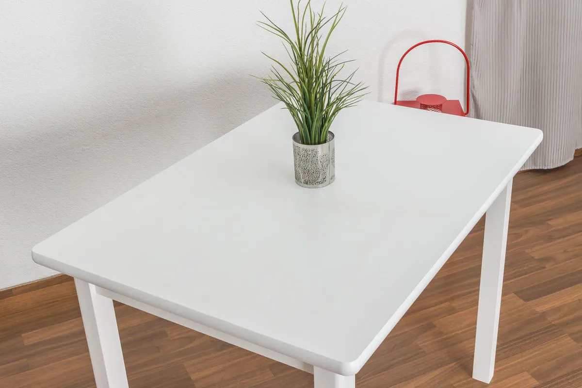 Esszimmertisch Esstisch 70x100 cm, Farbe: Weiß, Höhe (cm) 75, Länge/Tiefe (cm) 70, Breite (cm) 100, Massivholz, Material Kiefer massiv, Farbe Weiß, Esszimmertisch Esstisch 70x100 cm, Farbe: Weiß