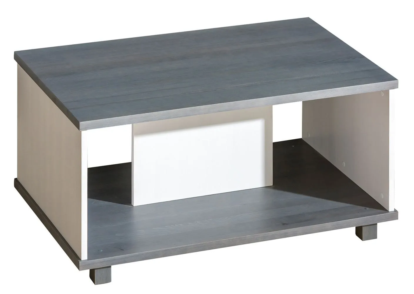 Jugendzimmer - Couchtisch Hermann 11, Farbe: Weiß gebleicht / Grau, massiv