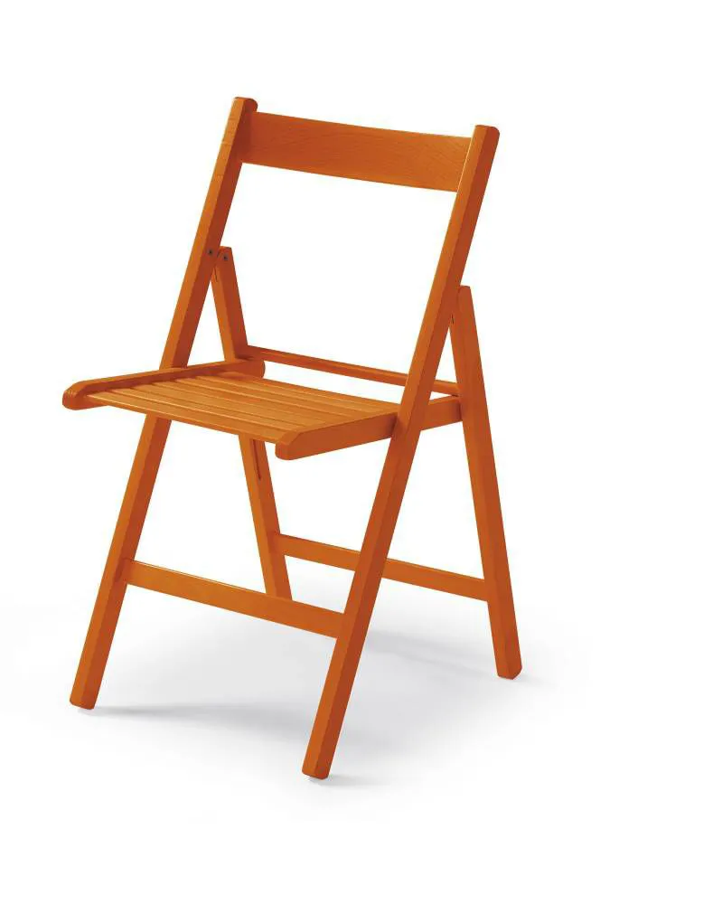 Klappstuhl Maridi 228 in Orange, 79 x 43 x 48 cm, aus Buche Massivholz, einfach zusammenklappbar, stabil und praktisch