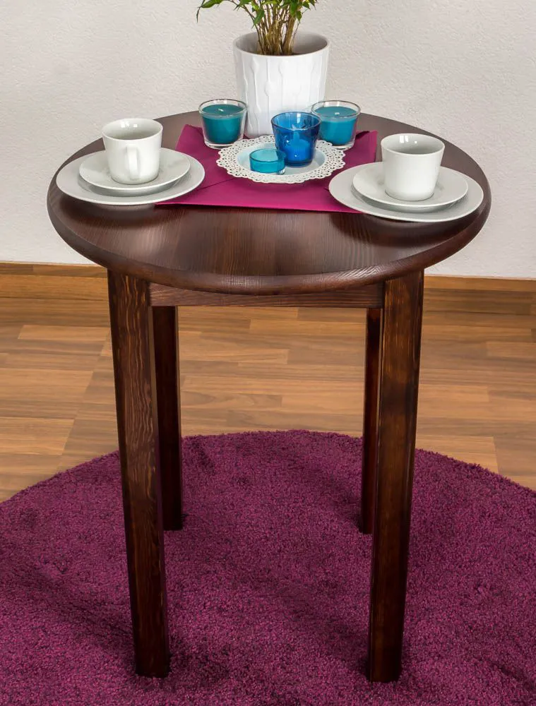 Tisch Kiefer massiv Vollholz Nussfarben 003 (rund)