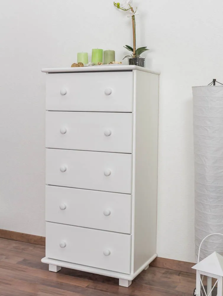Kommode Kiefer massiv Vollholz weiß lackiert 030