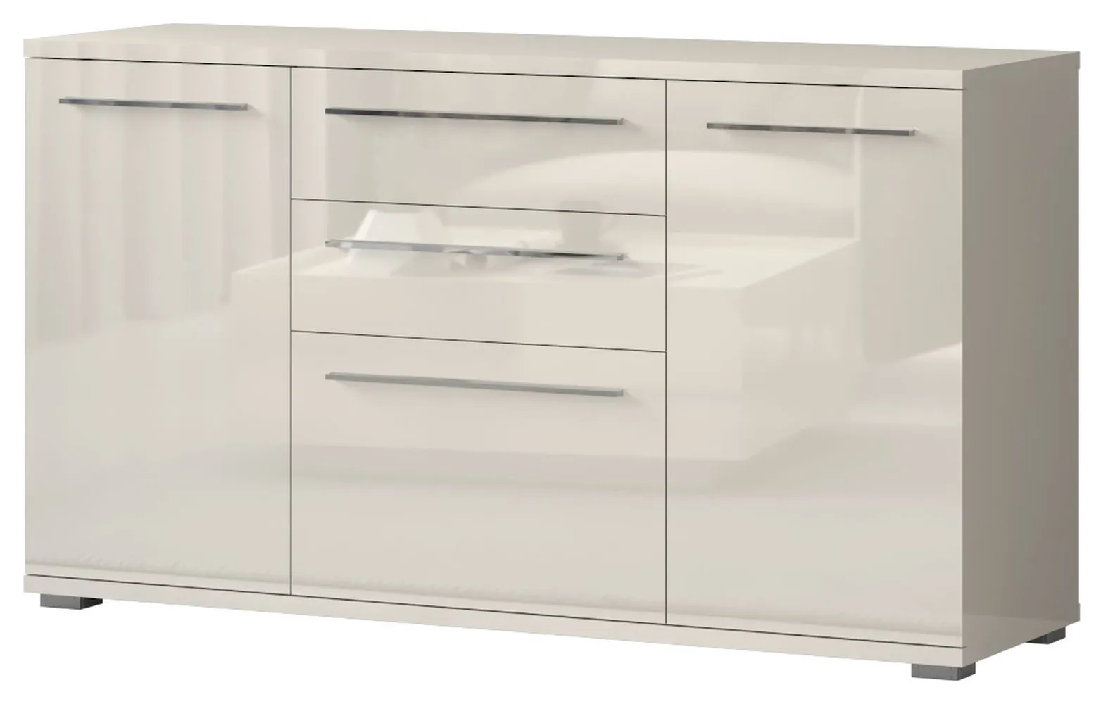 Kommode Garim 2, Farbe: Beige Hochglanz