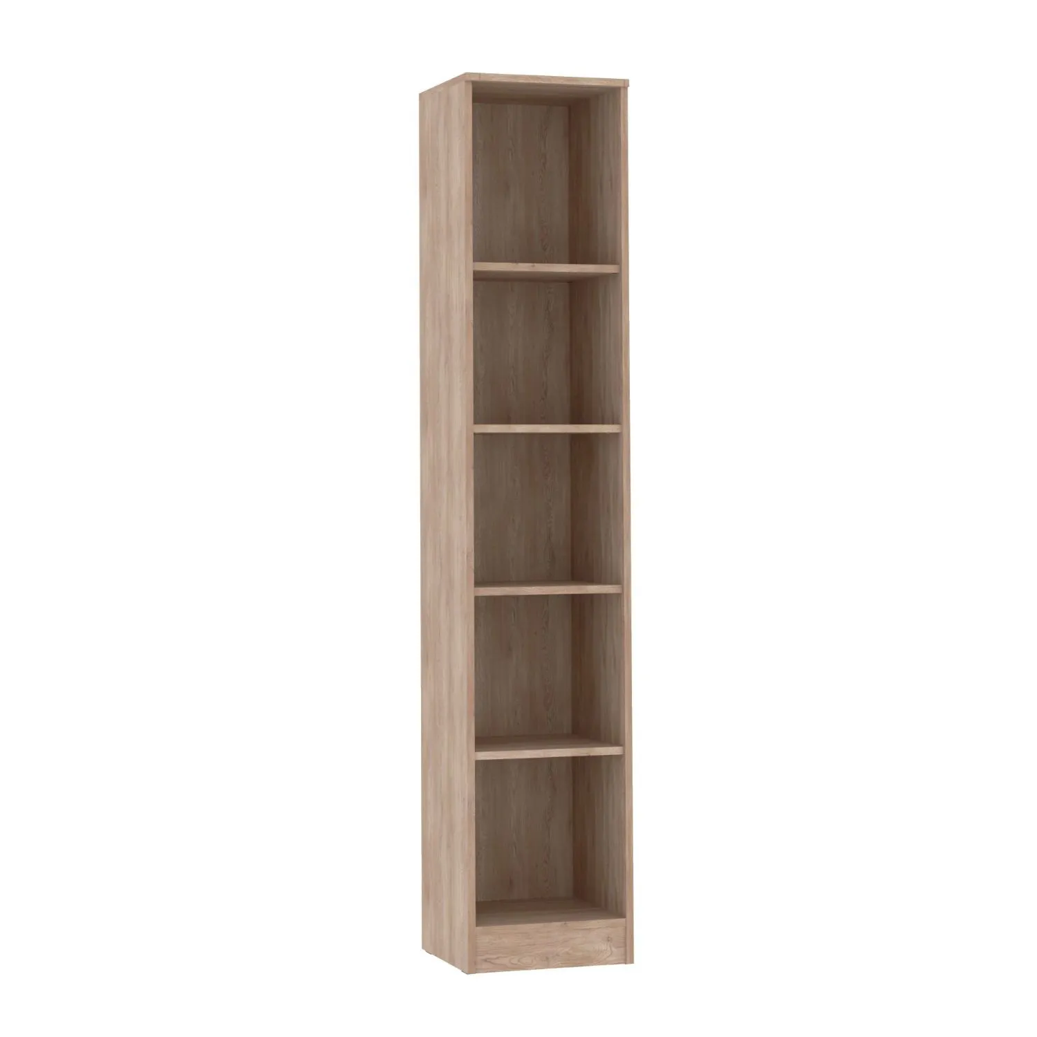 Bücherregal | Offenes Regal | Fafe 07 | Kaschmir / Eiche Cremona | Holzoptik | 4 Holzeinlegeböden | 5 Fächer | 185 x 36 x 34 cm | eckig