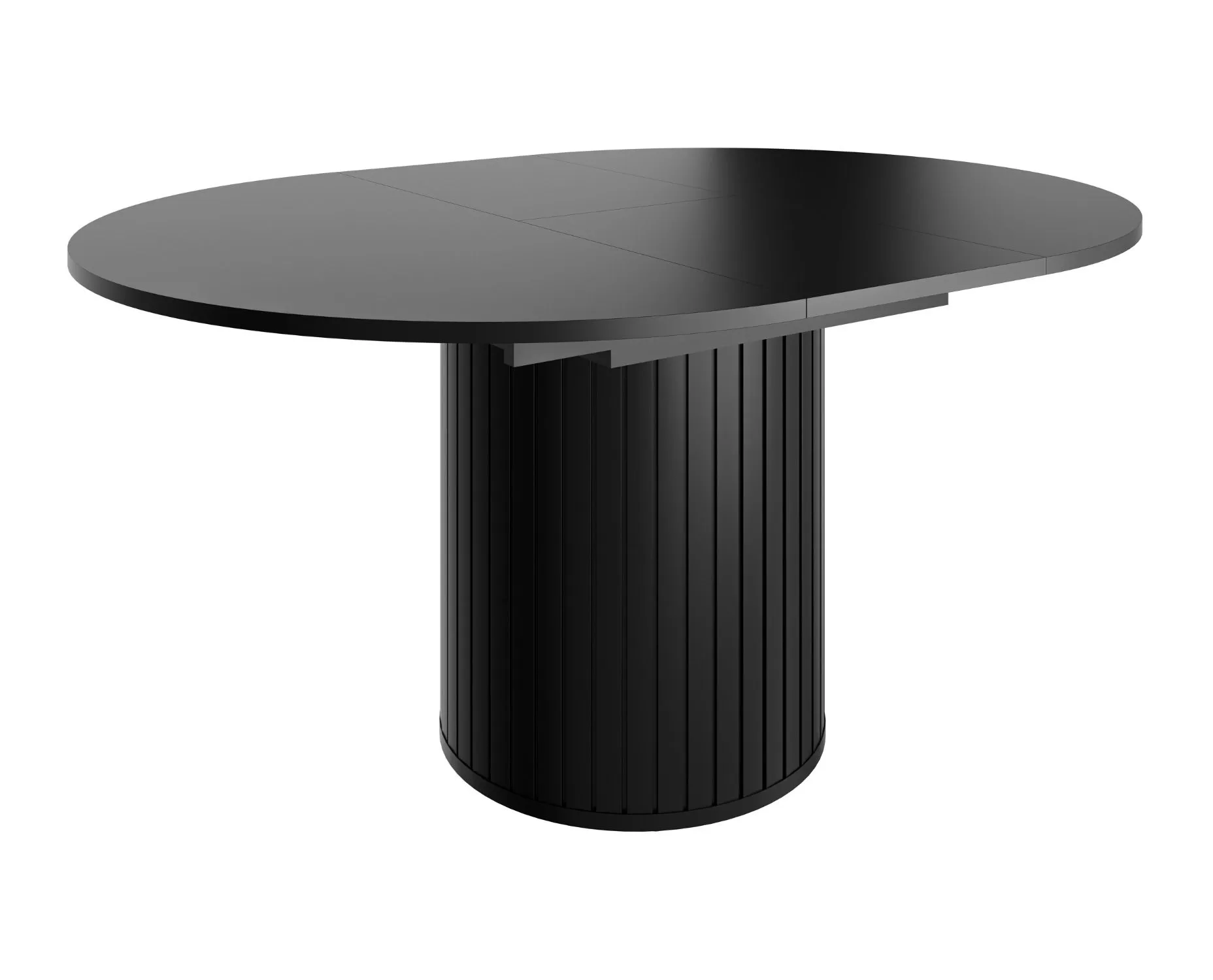 Runder Tisch ausziehbar Annelin 18, Farbe: Schwarz, stylische Dekorleisten, ABS-Kantenschutz, Esstisch, Maße: 120 x 120 cm, ausziehbar bis 160 cm