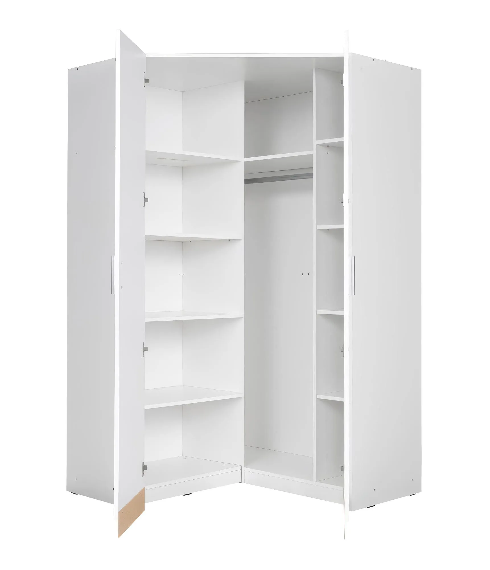 Eckschrank, Farbe: Weiß / Weiß Hochglanz