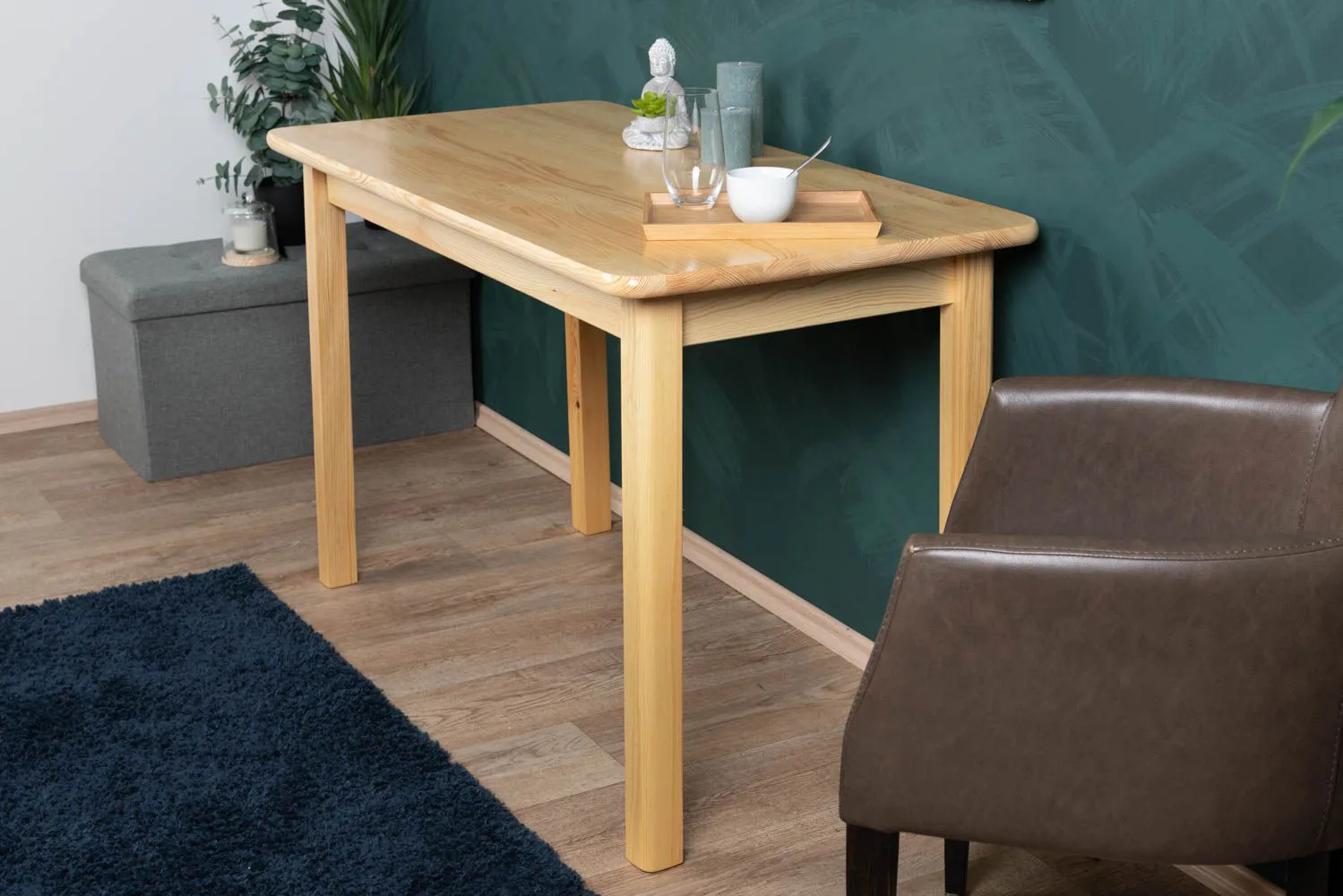 Esszimmertisch Esstisch 120x60 cm, Farbe: Natur, Höhe (cm) 75, Länge/Tiefe (cm) 120, Breite (cm) 60, Massivholz, Material Kiefer massiv, Farbe Kiefer Natur, Esszimmertisch Esstisch 120x60 cm, Farbe: Natur