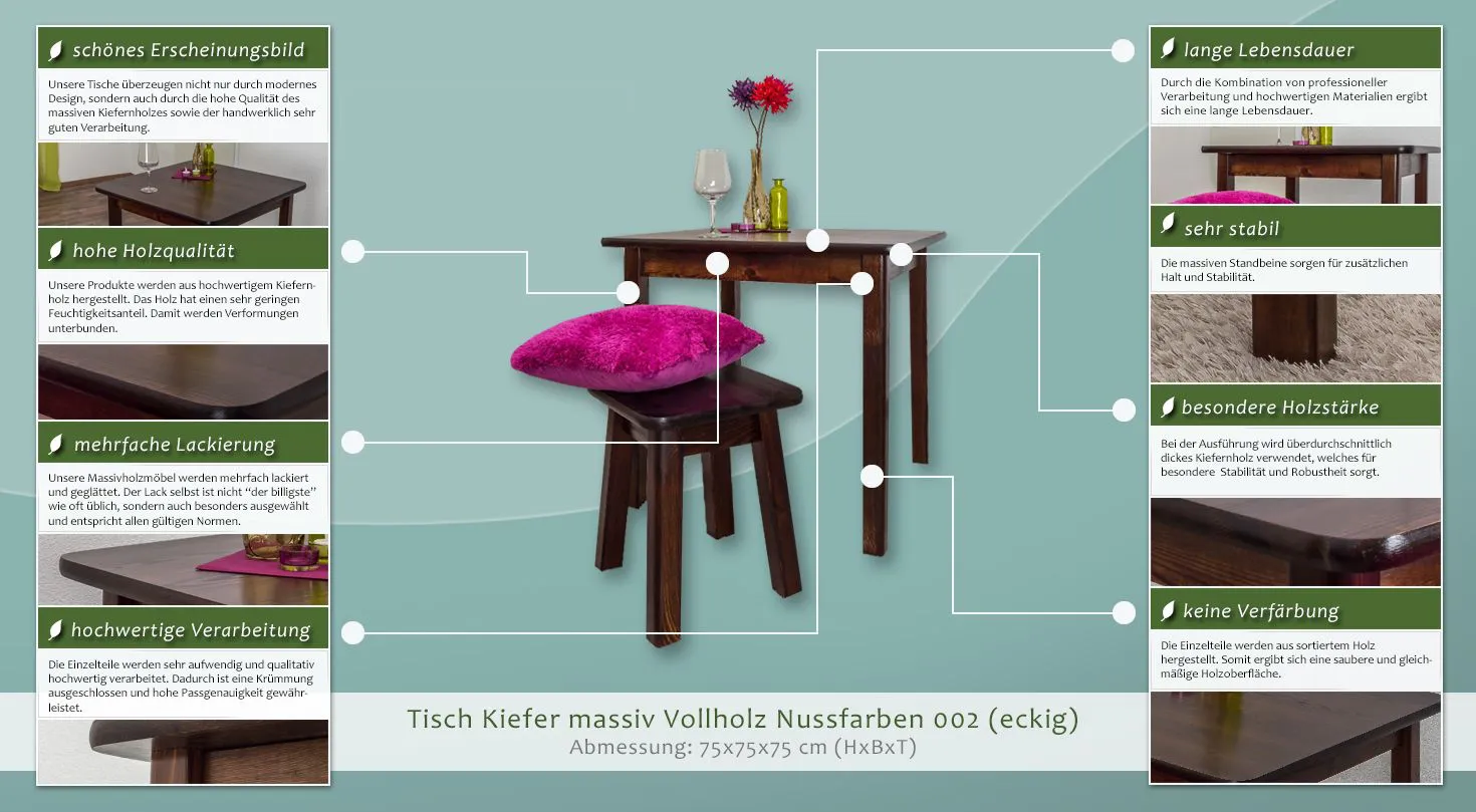 Tisch 75x75 cm