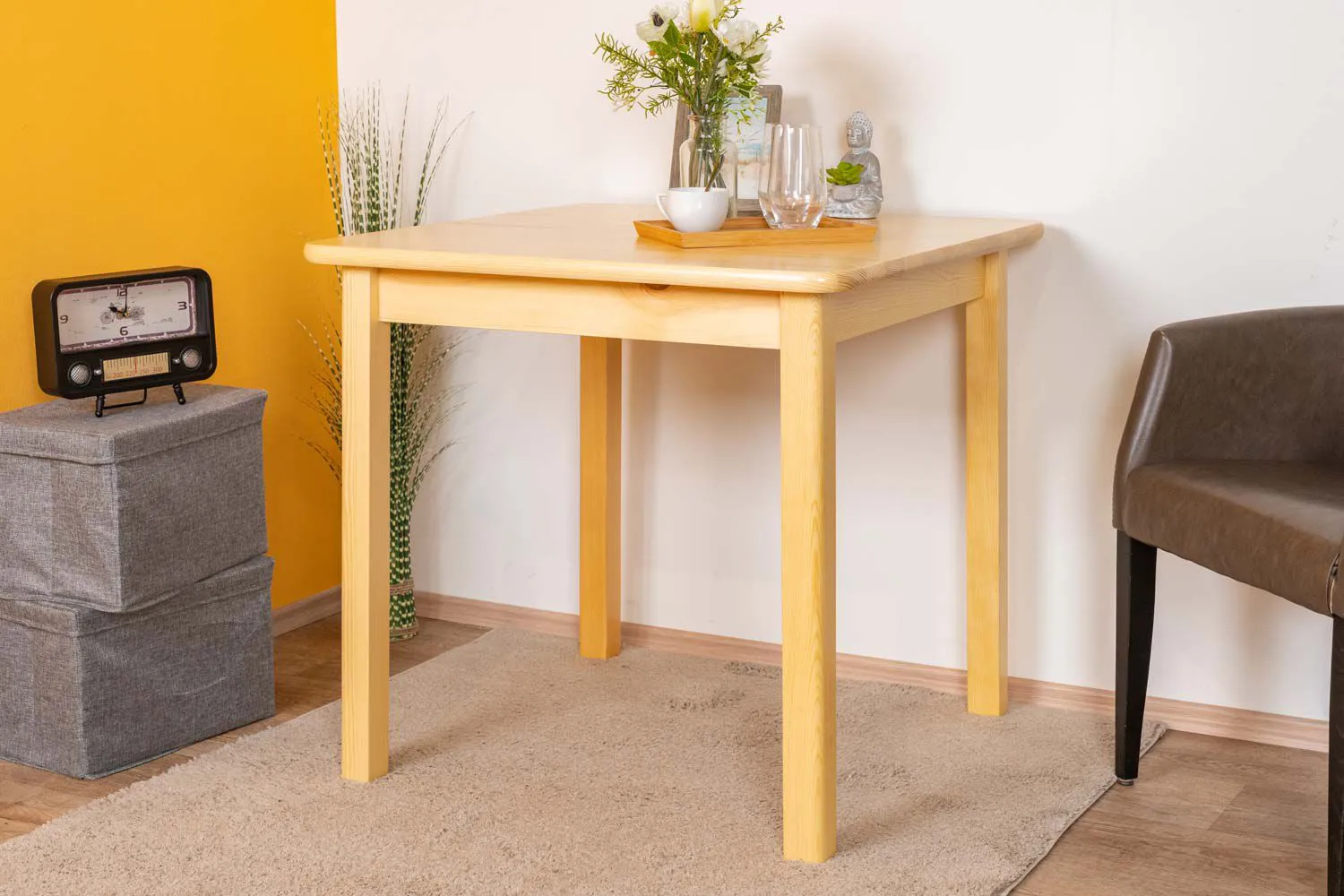 Tisch Kiefer massiv Vollholz natur 002 (eckig)