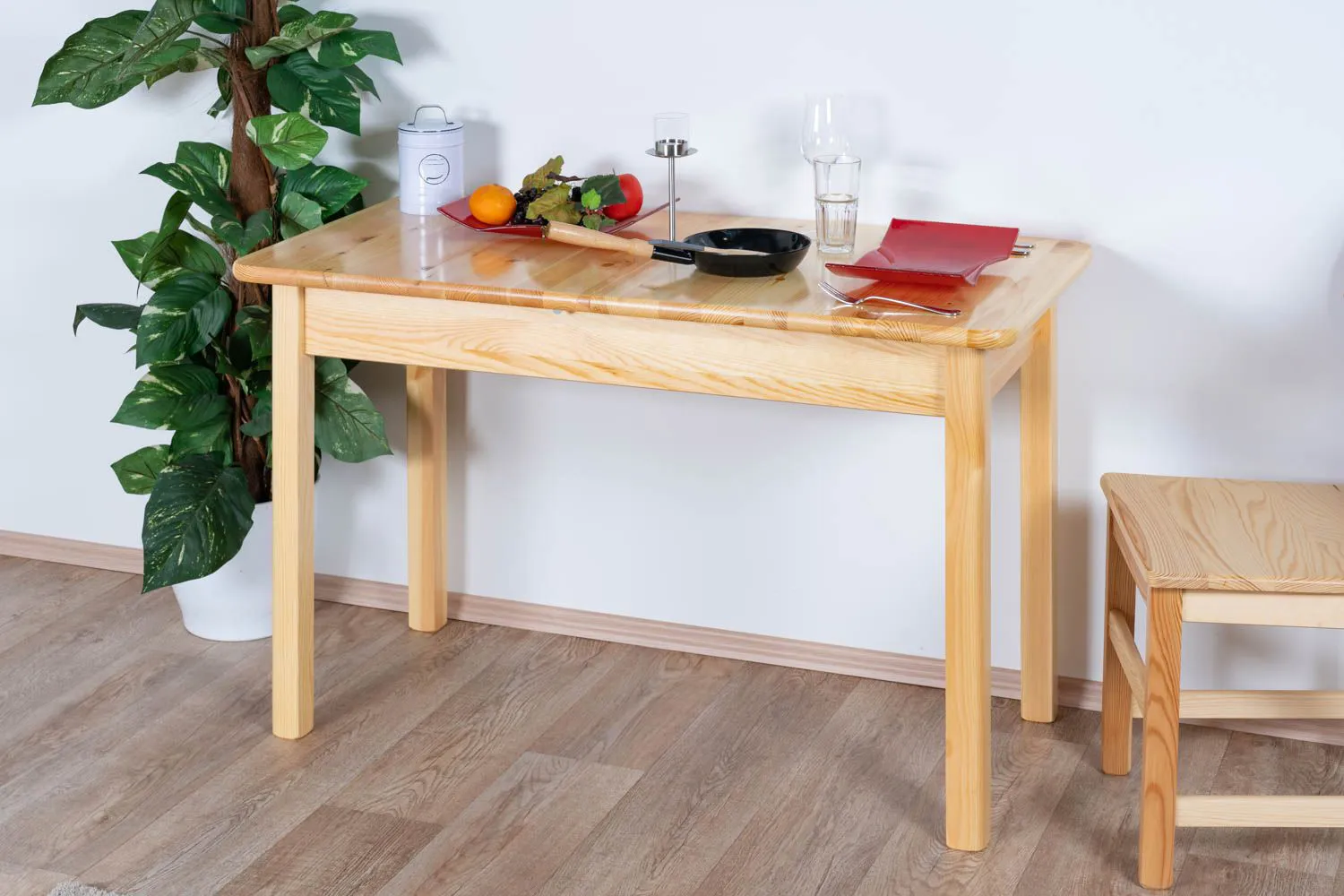 Tisch ausziehbar Kiefer massiv Vollholz natur 008 (eckig)