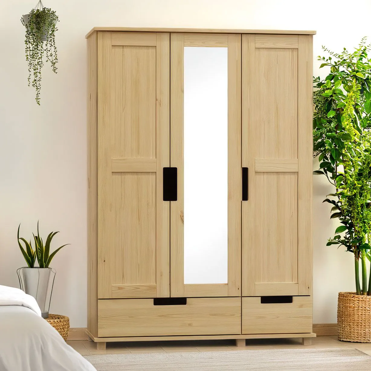 Kleiderschrank / Drehtürenschrank Kiefer massiv Vollholz natur 008