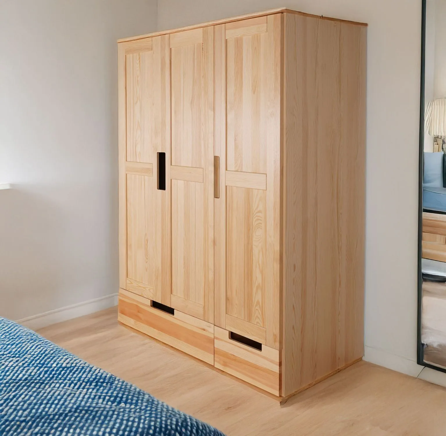 Kleiderschrank / Drehtürenschrank Kiefer massiv Vollholz natur 009